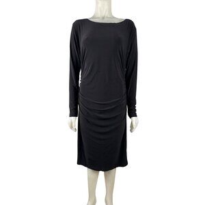 Norma Kamali Women's Long Sleeve Shirred Black Waist Sheath Dress Size XL
